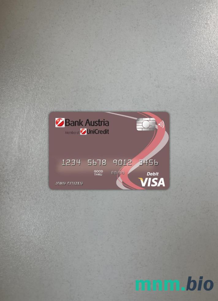 Austria bank Austria wygląd zdjęcia karty wizowej skan PSD + zdjęcie